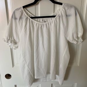 White ruffle peasant top